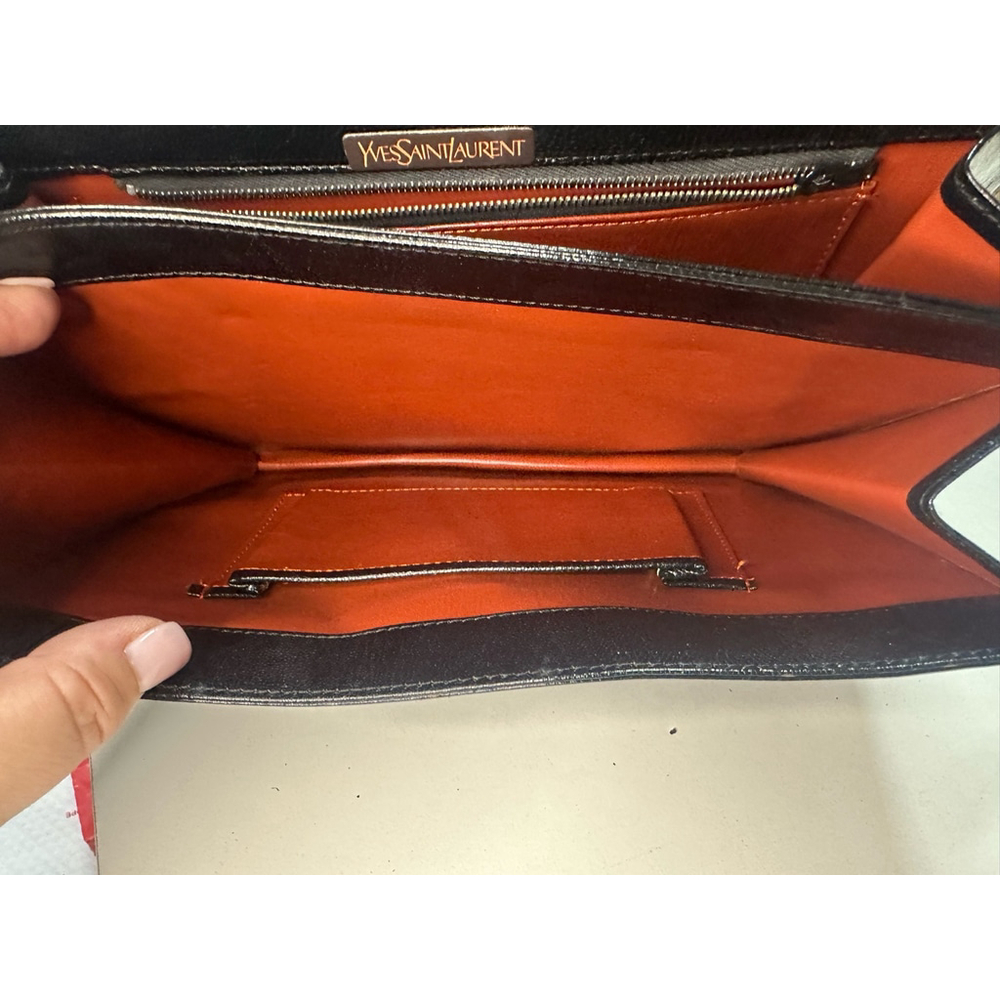 Women's YSL Black Clutch w Unbranded Strap - Picture 14 of 15